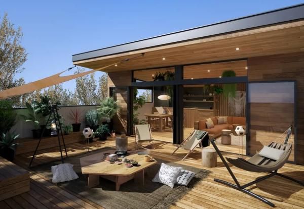 自宅にいながら外遊びを楽しめる、心地よいアウトサイドリビングの画像