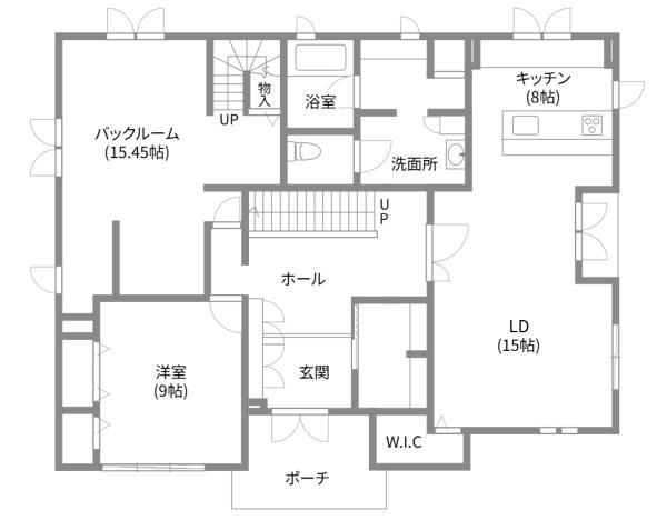 暮らしの個性を各階に映した二世帯住宅_1Fの画像