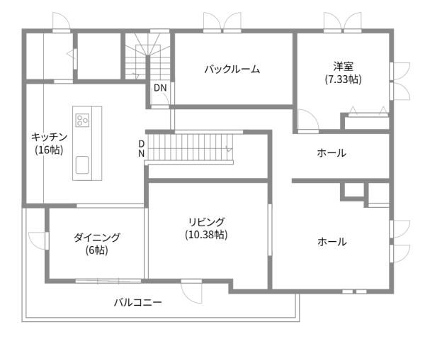 暮らしの個性を各階に映した二世帯住宅_2Fの画像