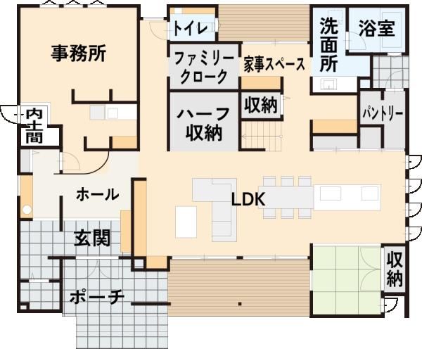 暮らしを立体的に楽しむ、遊び心のある家_1Fの画像