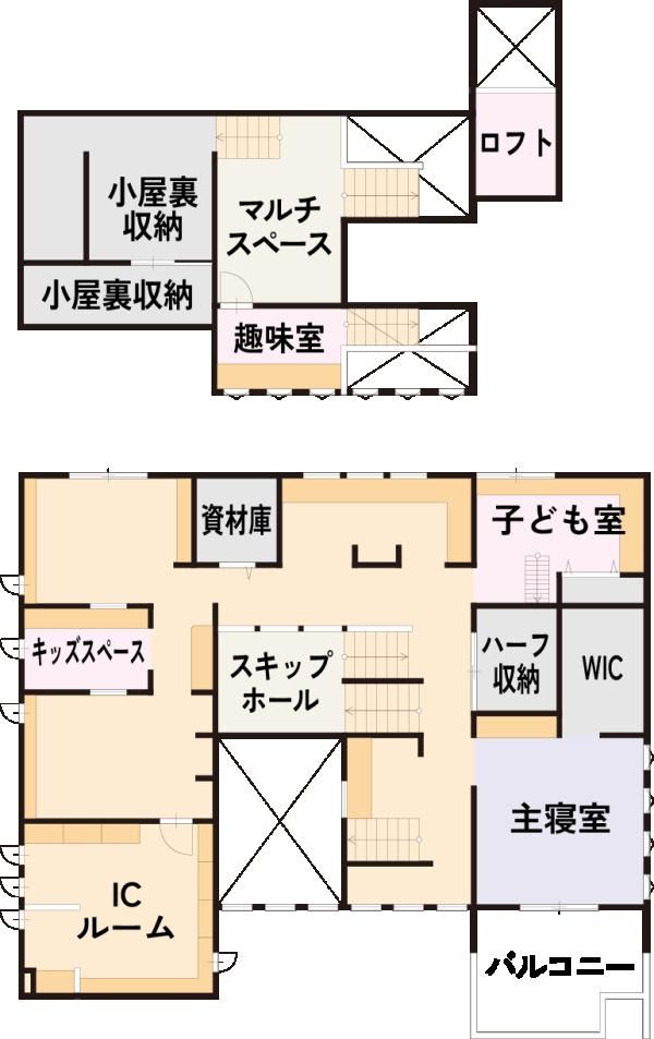 暮らしを立体的に楽しむ、遊び心のある家_2Fの画像