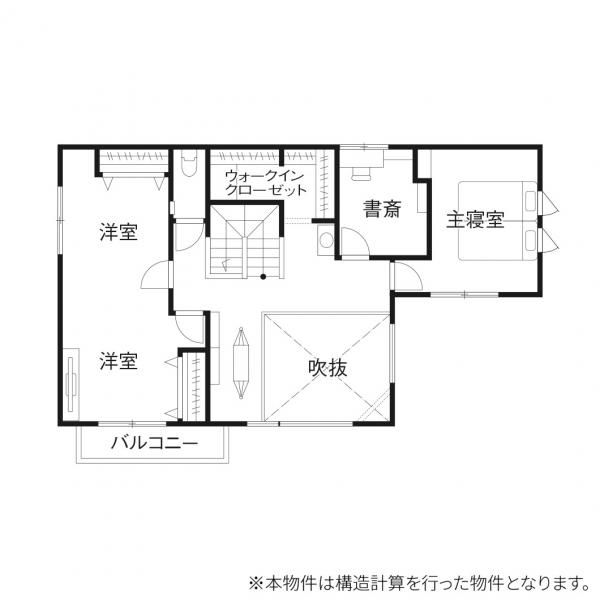 旗竿地に陽光を誘い込むL字型の家_2Fの画像