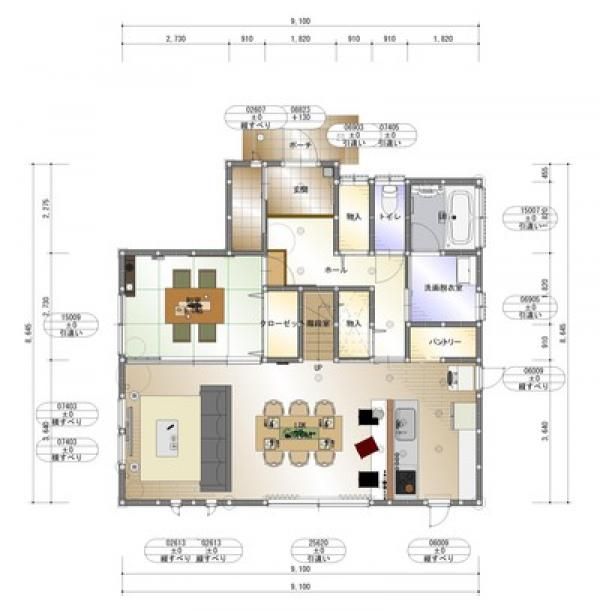 家全体の帖数÷LDK帖数＋居室合計帖数 ＝余裕度　余裕度とは？