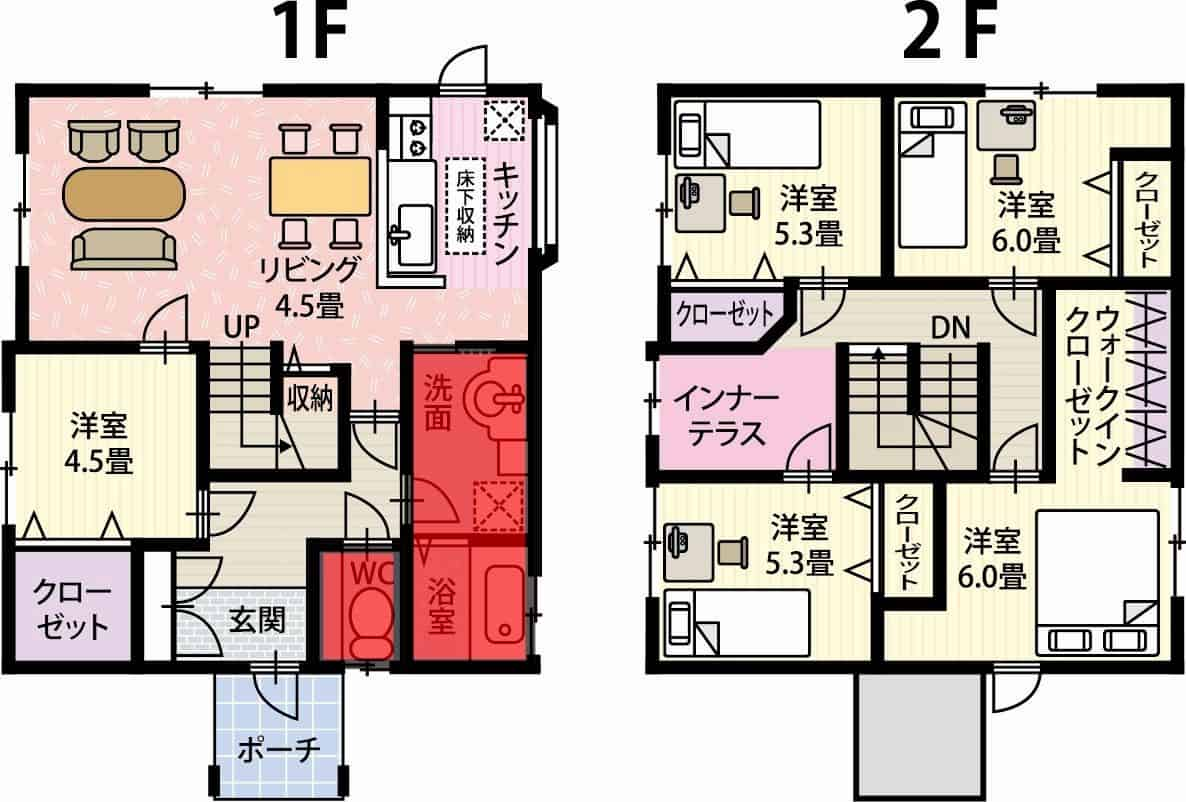 脱衣室兼洗面所の間取り