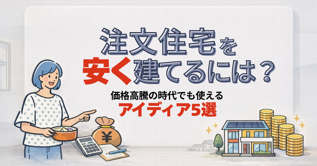 注文住宅を安く建てるには?価格高騰の時代でも使えるアイデア5選