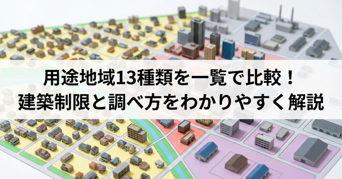 用途地域13種類を一覧で比較!建築制限と調べ方をわかりやすく解説