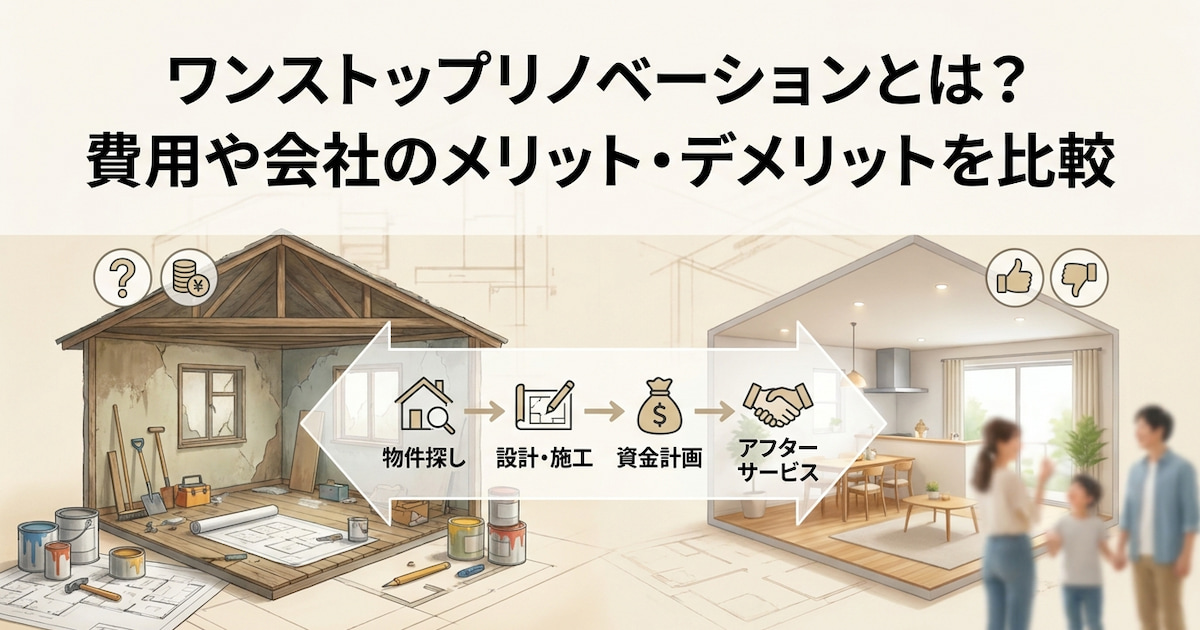 ワンストップリノベーションとは?費用や会社のメリット・デメリットを比較