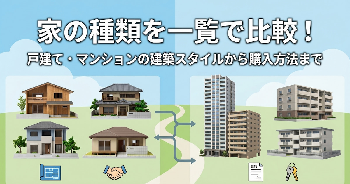 家の種類を一覧で比較!戸建て・マンションの建築スタイルから購入方法まで