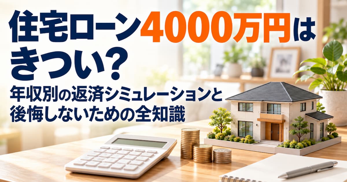 住宅ローン4,000万円はきつい?年収別の返済シミュレーションと後悔しないための全知識