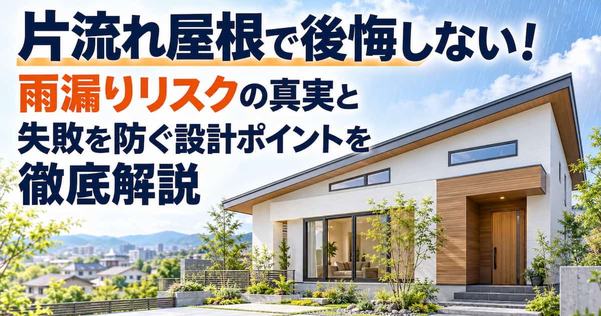 片流れ屋根で後悔しない!雨漏りリスクの真実と失敗を防ぐ設計ポイントを徹底解説