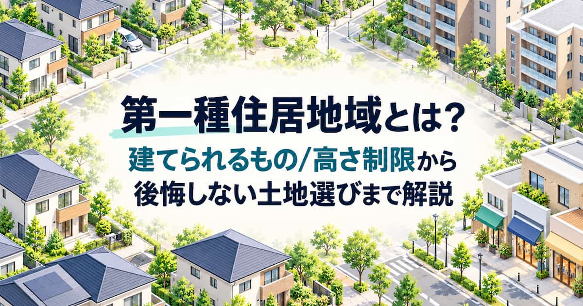 第一種住居地域とは?建てられるもの/高さ制限から後悔しない土地選びまで解説