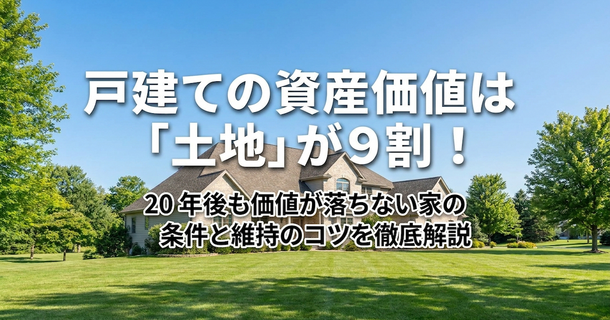 戸建ての資産価値は「土地」が9割!20年後も価値が落ちない家の条件と維持のコツを徹底解説