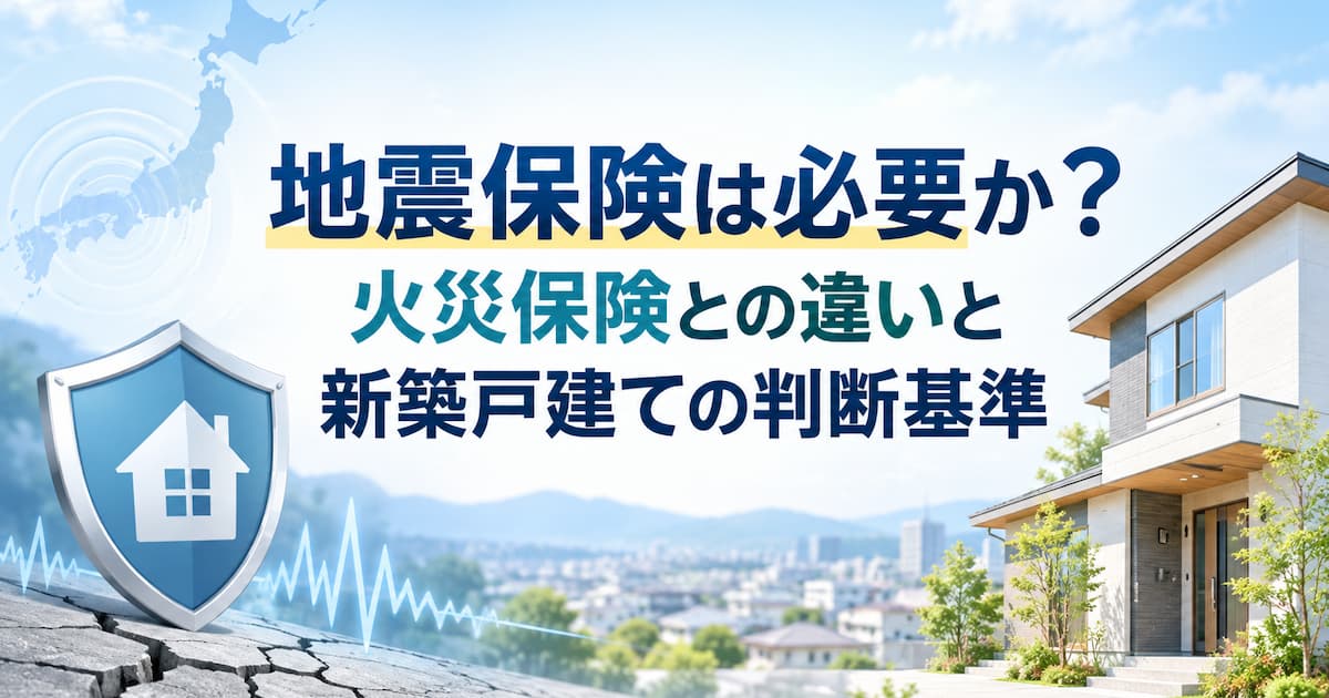 地震保険は必要か?火災保険との違いと新築戸建ての判断基準