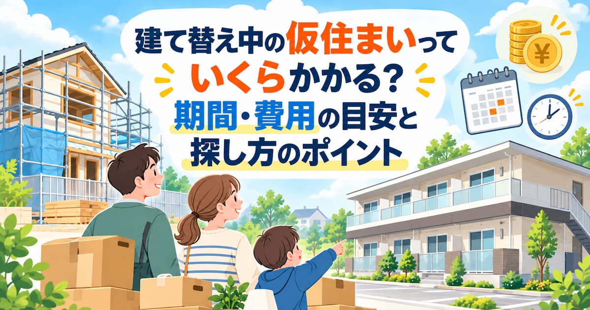 建て替え中の仮住まいっていくらかかる?期間・費用の目安と探し方のポイント